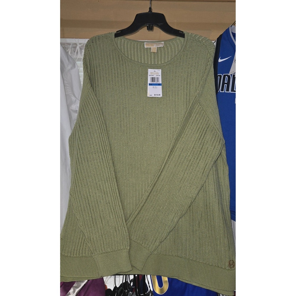 Michael Kors Light Sage Knit Sweater Women's XL Long Sleeve Lightweight - Picture 4 of 7